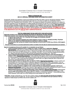 2013/14 Special Circumstance Information Sheet