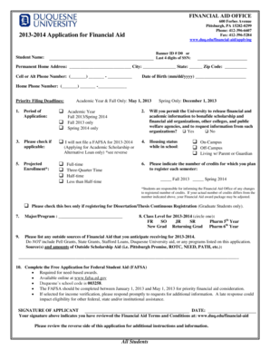 2013-2014 Application for Financial Aid