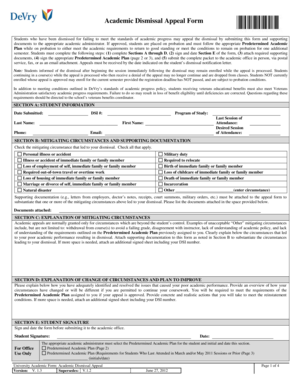 Academic Dismissal Appeal Form