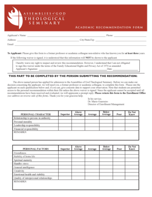 Academic Recommendation Form