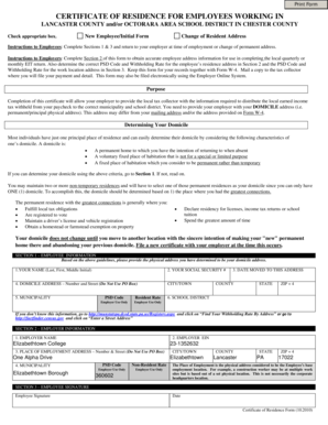 Certificate of Residence for Employees