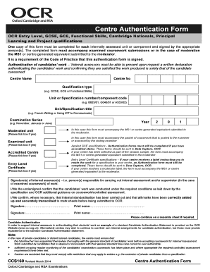 Centre Authentication Form