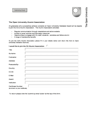 Open University Alumni Association Membership Form