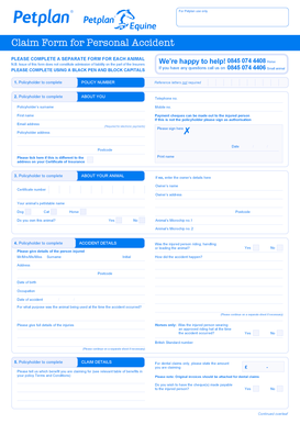 Petplan Personal Accident Claim Form