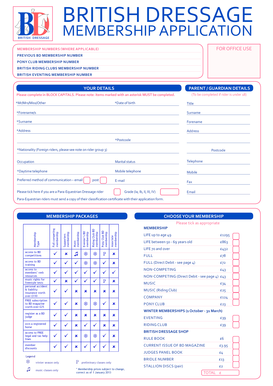 British Dressage Membership Application