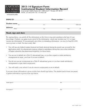 2013–14 Institutional Student Information Record