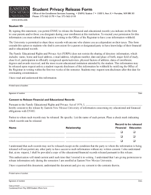 Student Privacy Release Form
