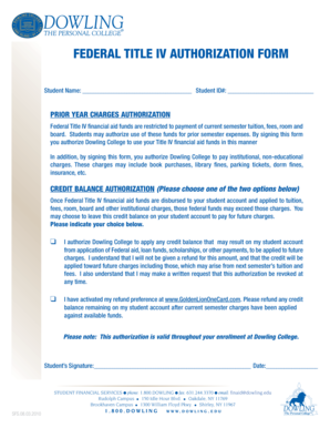 Federal Title IV Authorization Form