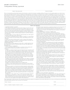 Emory University Undergraduate Housing Agreement