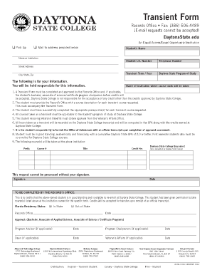 Daytona State Transient Form