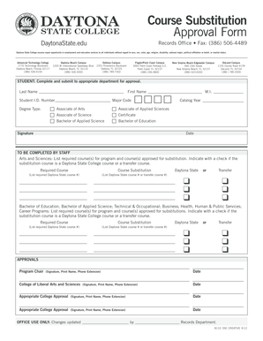 Daytona State College Course Substitution Approval Form