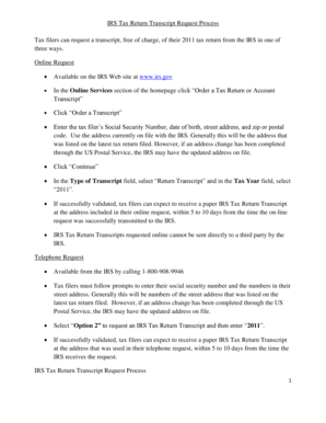 IRS Tax Return Transcript Request Process
