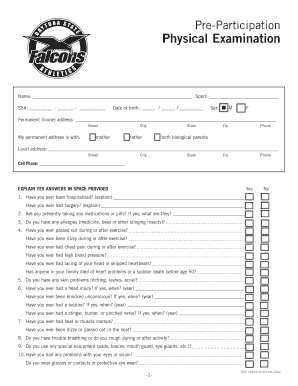 Pre-Participation Physical Examination Form