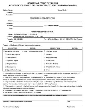 Authorization for Release of Protected Health Information