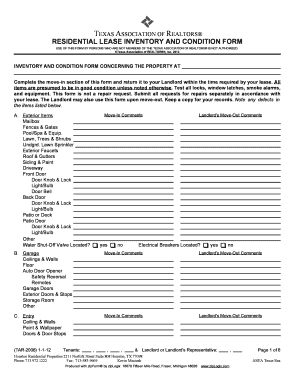 Texas Residential Lease Inventory and Condition Form