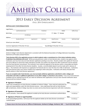 2013 Early Decision Agreement