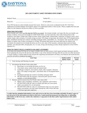 2011-2012 Parent Asset Information Form