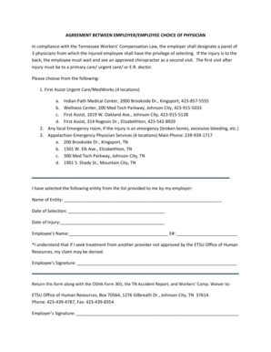 Work agreement sample - AGREEMENT BETWEEN EMPLOYEREMPLOYEE CHOICE OF PHYSICIAN - etsu