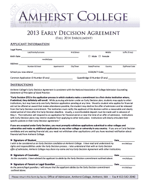 2013 Early Decision Agreement