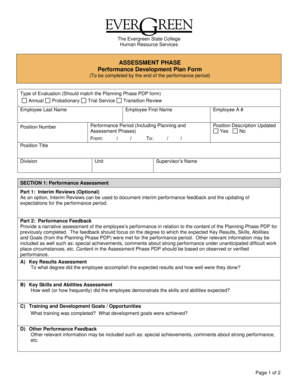 Performance Development Plan Form
