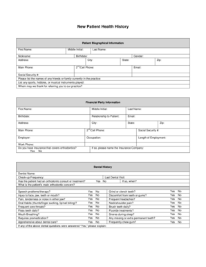 New Patient Health History Form