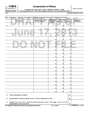 IRS Form 1125-E Compensation of Officers