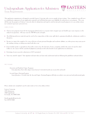 Eastern University Undergraduate Application