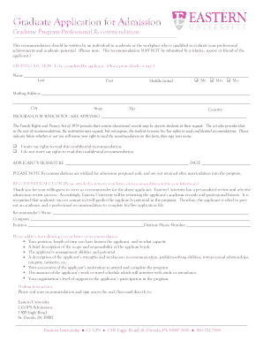 Graduate Program Professional Recommendation Form
