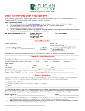 Direct Parent PLUS Loan Request Form