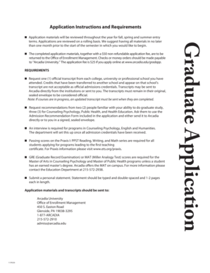 Arcadia University Graduate Application Form