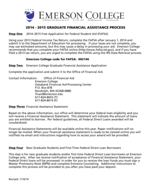 Emerson College Graduate Financial Assistance Application