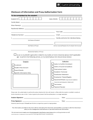 Disclosure of Information and Proxy Authorisation Form