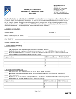 Independent Verification Form