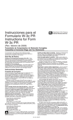 Instrucciones para el Formulario W-3c PR