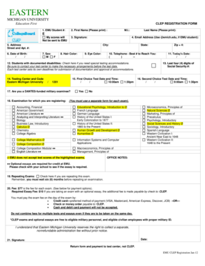 CLEP Registration Form