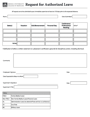 Authorized Leave Request Form