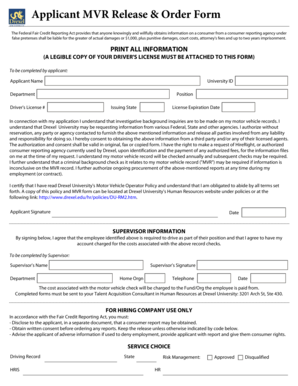 Applicant MVR Release & Order Form