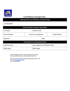 Lot Preference Change Form