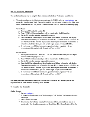IRS Tax Transcript Request Instructions