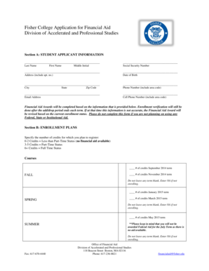 Fisher College Application for Financial Aid