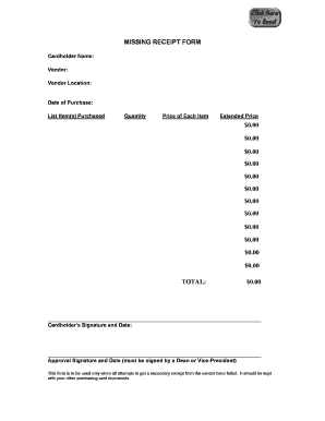 Missing Receipt Form