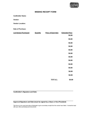Missing Receipt Form