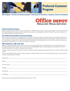 Office Depot Preferred Customer Program Enrollment Form