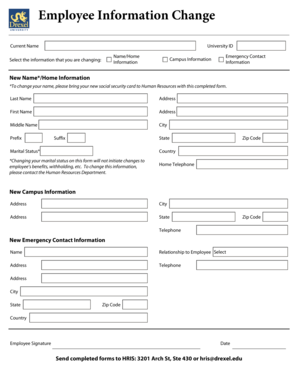 Employee Information Change - Drexel University - drexel
