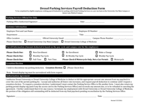 Drexel Parking Services Payroll Deduction Form