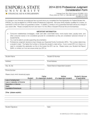 2014-2015 Professional Judgment Consideration Form