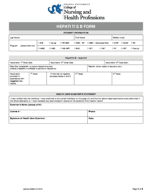 Hepatitis B Vaccination Form
