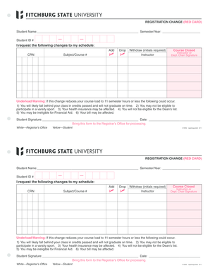 Registration Change Red Card