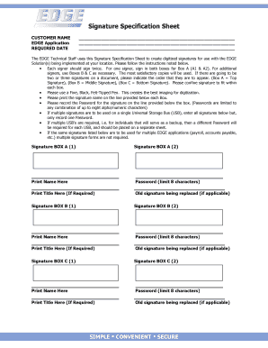Signature Specification Sheet