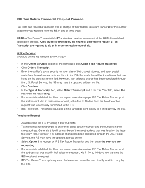 IRS Tax Return Transcript Request